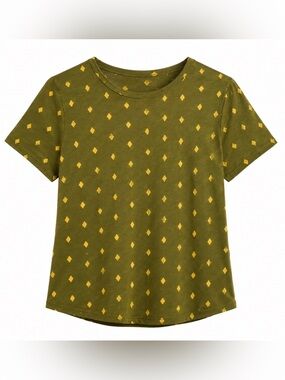 Studio 1886 Olive and Yellow Patterned Women's Tee 3X NWOT